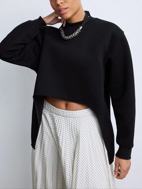 Plan C Cropped Asymmetric Hem Sweatshirt Size M